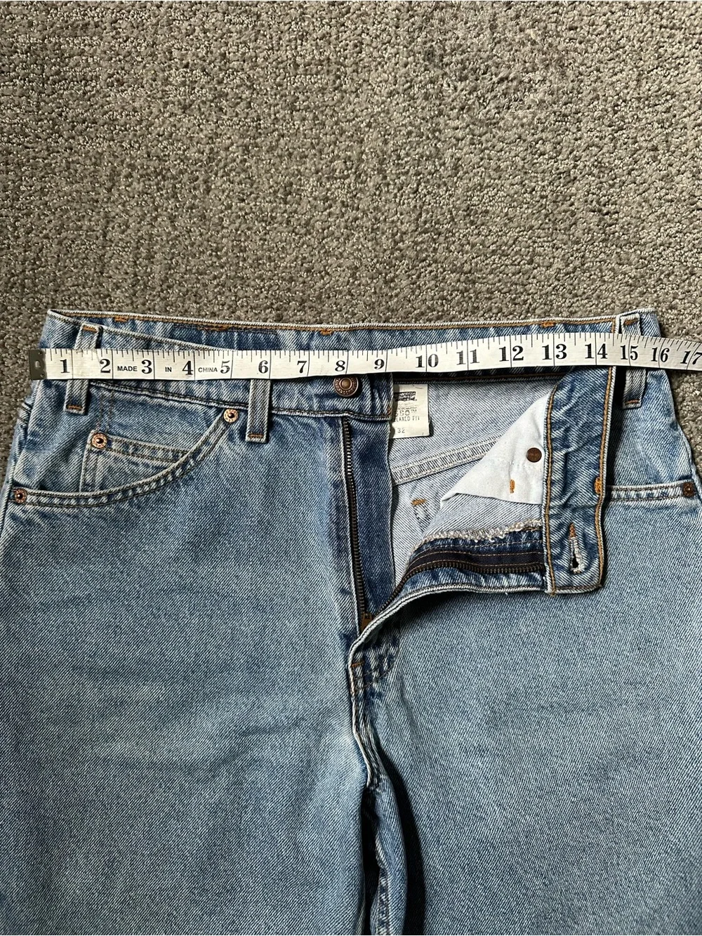 Levi's Vintage 550 Light Blue Denim Men's Shorts Orange Tab
